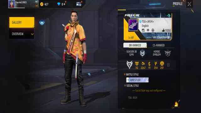TSG Jash’s Free Fire MAX ID Overview